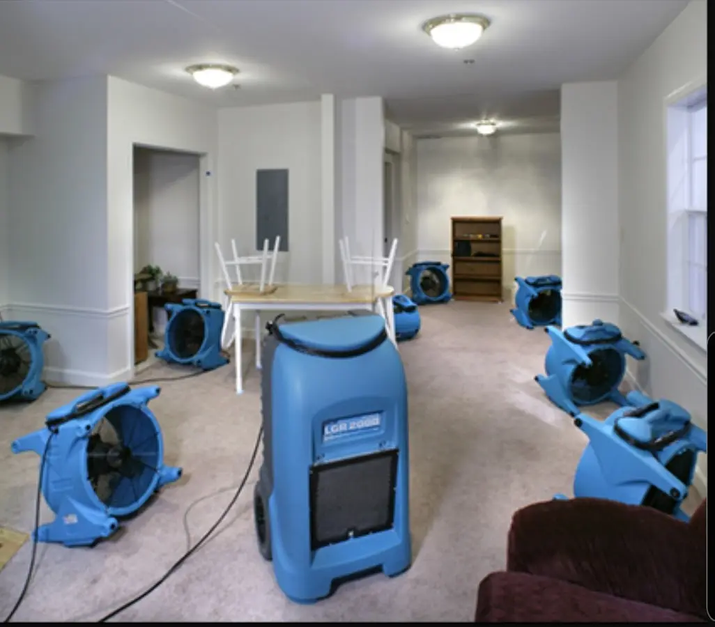 Air movers and dehumidifier setup for Water Extraction & Removal in West Hattiesburg